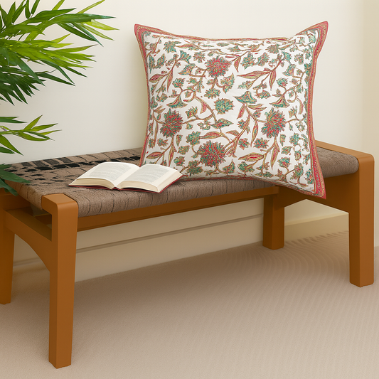 Gul Floral Cotton Cushion Cover – 18x18 Inch Decorative Throw Pillow Cover