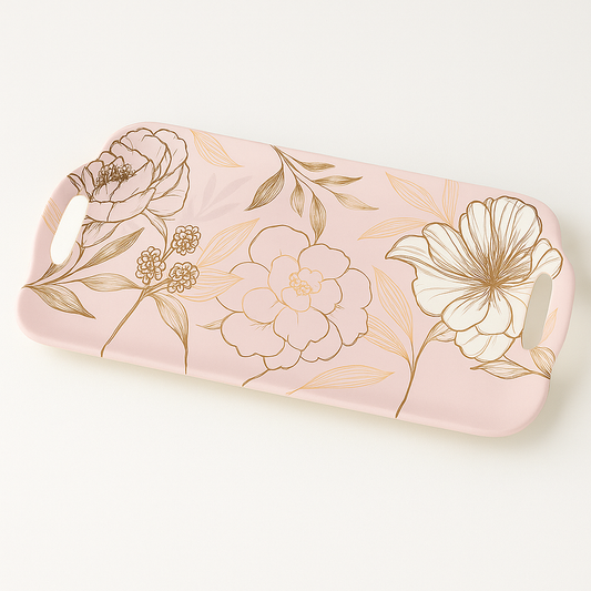 Crystal Smart Serving Tray – Floral Design with Handles