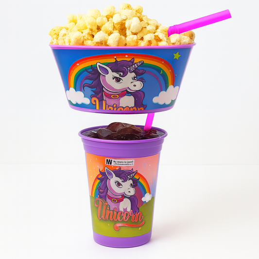 1pc Kids Snack Tub with Straw  Cartoon & Superhero Designs (Green, Light Blue, Blue, Pink, Purple, Orange, Red)