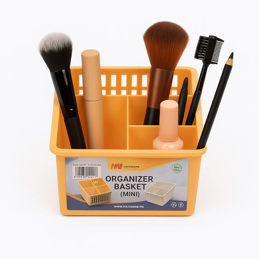 1pc Organizer Basket Mini #1 (Assorted)  – 3 Compartment Plastic Storage Basket (Grey, Beige, Pink, White