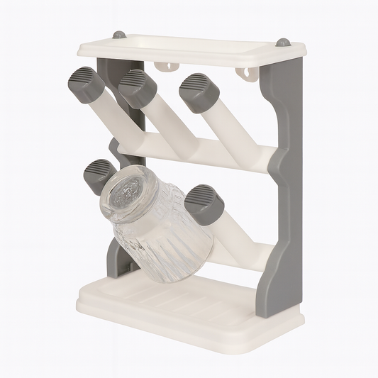 1pc Glass Stand Holder – 6 Cup Drying Rack for Kitchen.