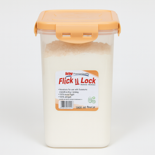 1pc Flick & Lock Large – 1800 ml Airtight Food Storage Jar (White, Pink, Beige, Grey Lid Options)