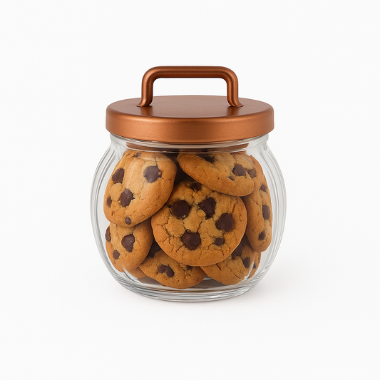 Acrylic Jar with Vertical Rose Gold Stripe Lid