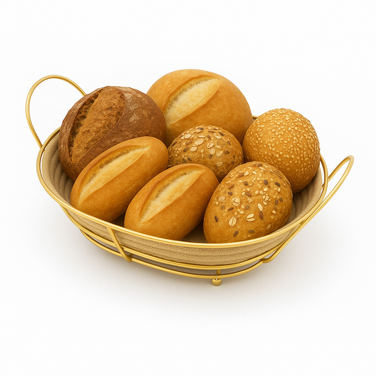 Oval Bread Basket – Woven Design with Golden Frame