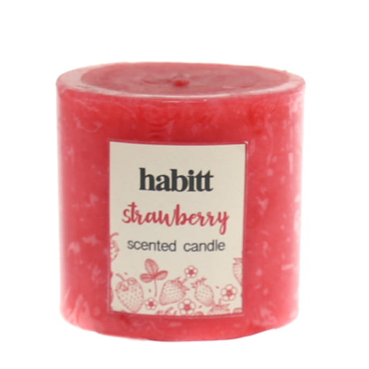 Strawberry Pillar Candle 2x2" - Habitt