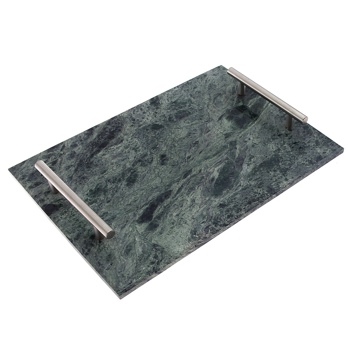 TRAY WITH HANDLE 10X14.MARBLE.GREEN..