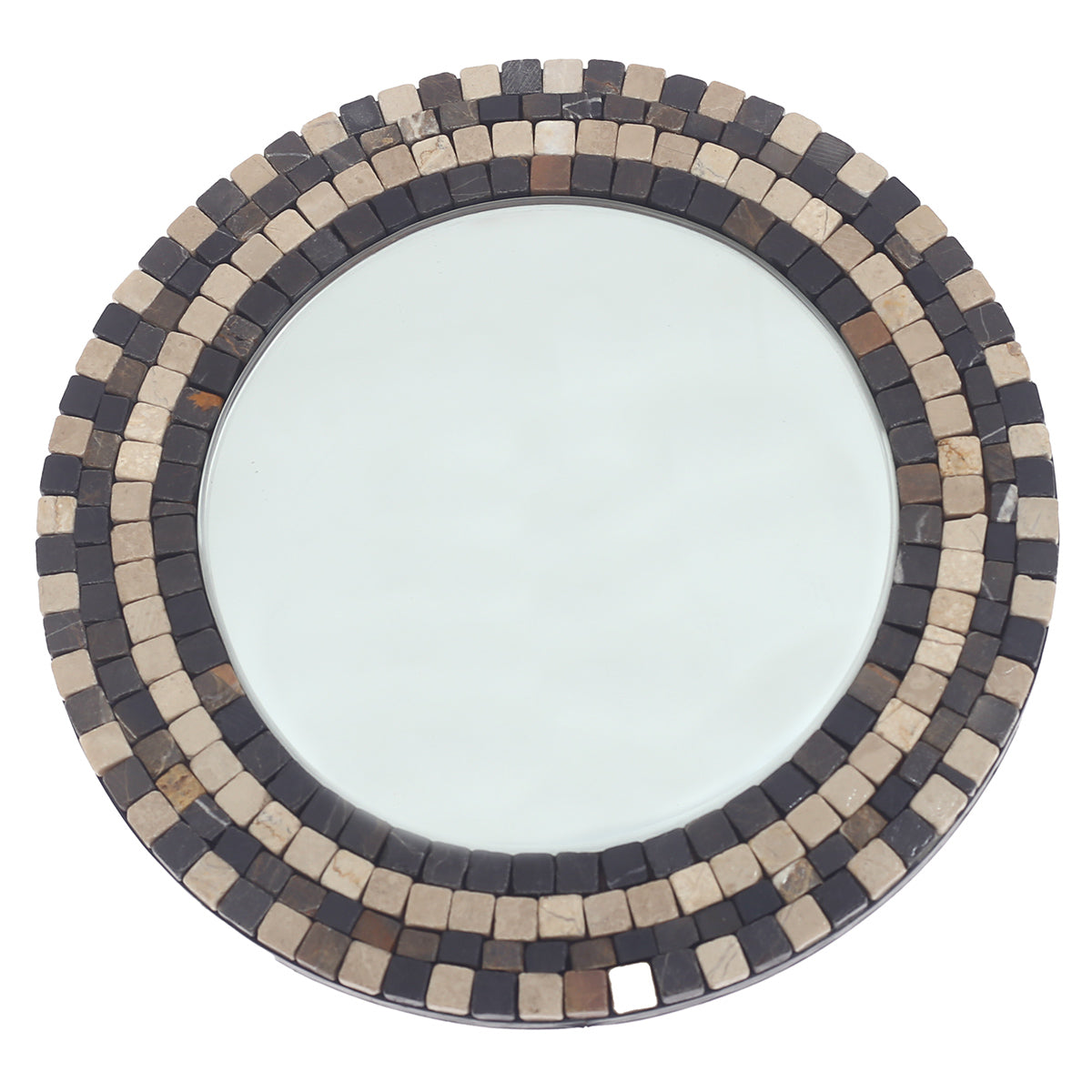 Round Mirror In Mosaic.Beige Black.12x12