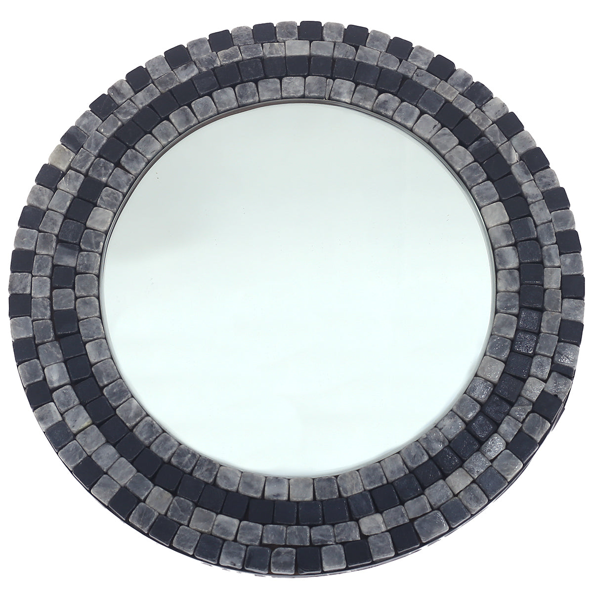 Round Mirror In Mosaic.Grey White.12x12.