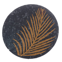 Round T-Leaf Art in Mosaic.Green.24x24.