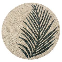 Round T-Leaf Art in Mosaic.White.24x24.
