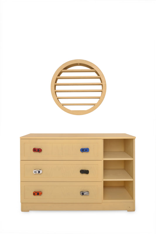 Wooden Cart Chester – Kids’ Chest of Drawers with Toy Car Handles