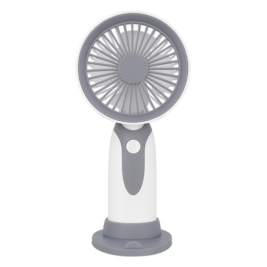 Portable Mini Fan – Rechargeable Handheld Fan with Stand (Grey)