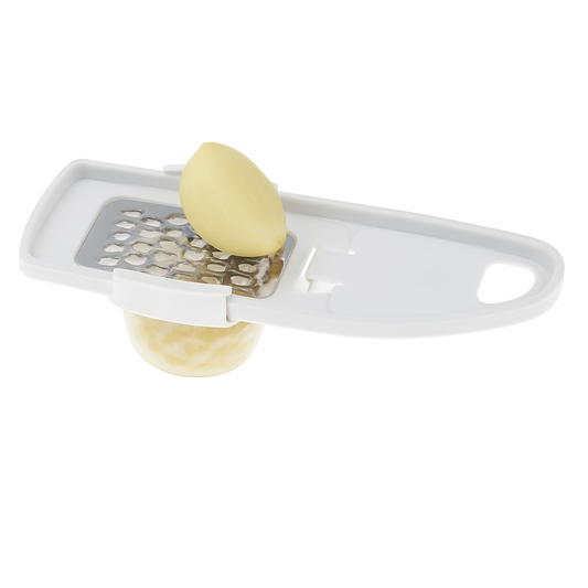 Garlic Grater with Container – Handheld Kitchen Tool (White)
