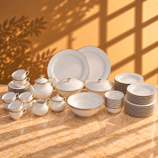 Classic Gold Line CN Dinner Set – Elegant White Porcelain Tableware