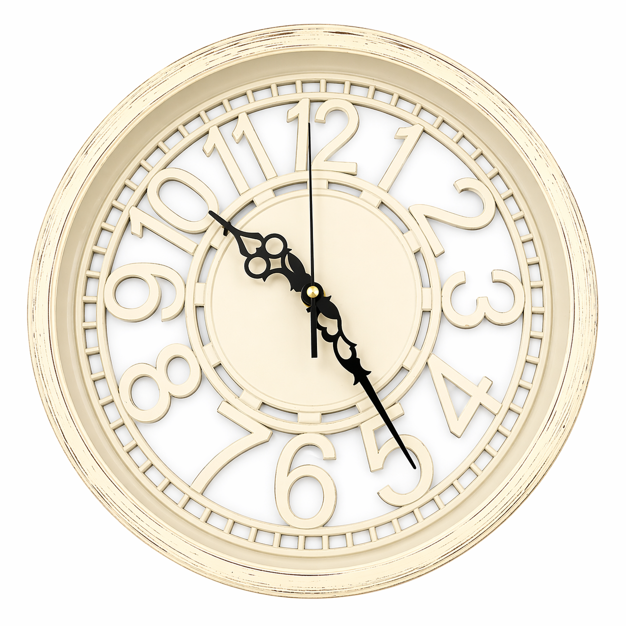 Heritage Cambridge Classic Wall Clock 15 x 15 Inch – Elegant Vintage Cream Dial with Raised Numerals (Plastic) - Habitt
