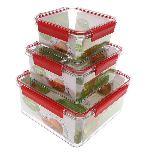 Airtight Food Storage Containers – 3‑Piece Square Acrylic Set