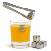 Reusable Stainless Steel Ice Cubes – 8‑Piece Set with Tongs & Storage Tray - Habitt