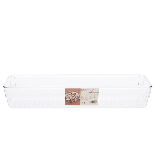 Long Multipurpose Organizer Tray – Clear Plastic Storage for Drawers & Countertops