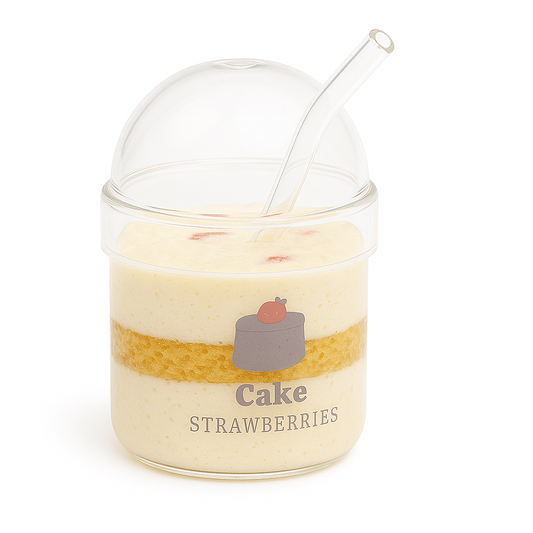 Soda Glass – Transparent with Dome Lid & Straw - Habitt