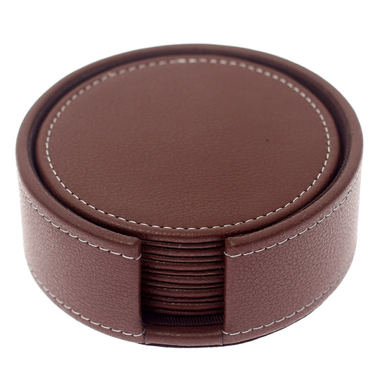 Round Leather Coasters (Brown) - Habitt