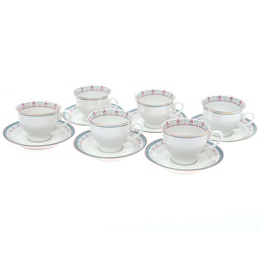 12Pcs Cup & Saucer Set Floral Elegance - Habitt
