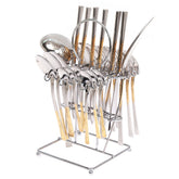 26Pcs Cutlery Set W/Stand Golden & Silver - Habitt