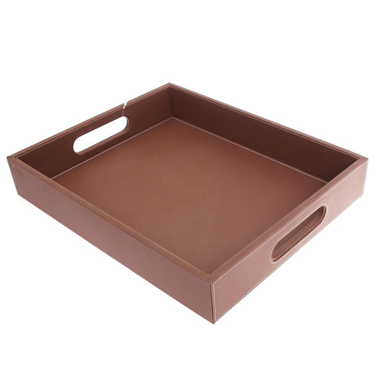 Leatherette Tray Brown L - Habitt
