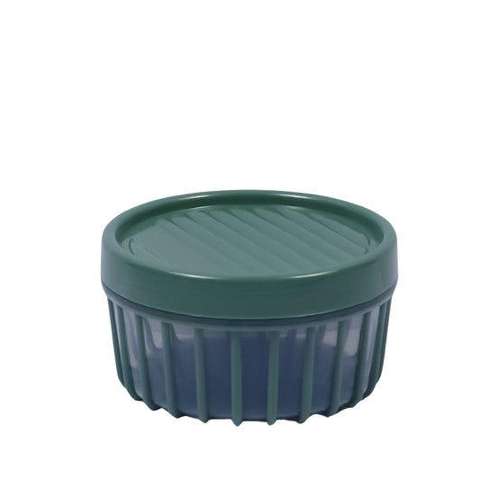 1pc Stripe Small Plastic Storage Jars with Airtight Lids 400 ml– Teal Green, Red, White & Grey