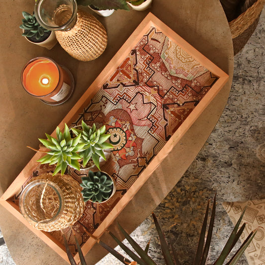 Rectangular Wood Thrush Tray – 8x19 Inch Decorative Wooden Serving Tray