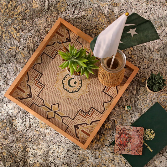 Marzipan Wooden Serving Tray – 13x13 Inch Decorative Square Tray