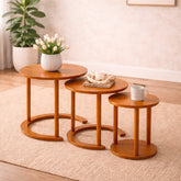 Elan Solid Wood Nesting Tables Set of 3 – Modern Round Side Tables for Living Room - Habitt