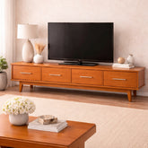 Elan Solid Wood TV Unit with Drawers – Mid-Century Modern Media Console for Living Room - Habitt