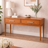Elan Solid Wood Console Table with Drawers – Mid-Century Modern Entryway & Hallway Table - Habitt