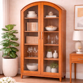 Elan Solid Wood Crockery Unit with Glass Doors – Modern Display Cabinet for Dining & Living Room - Habitt