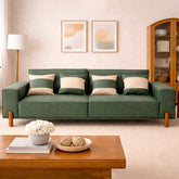 Elan 3 Seater Sofa – Modern Upholstered Fabric Couch with Solid Wood Legs - Habitt