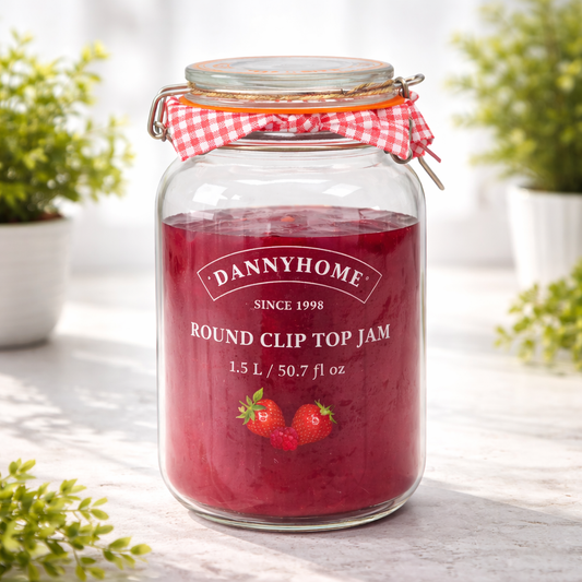 Square Clip Top Glass Jar – 1.5L - Habitt