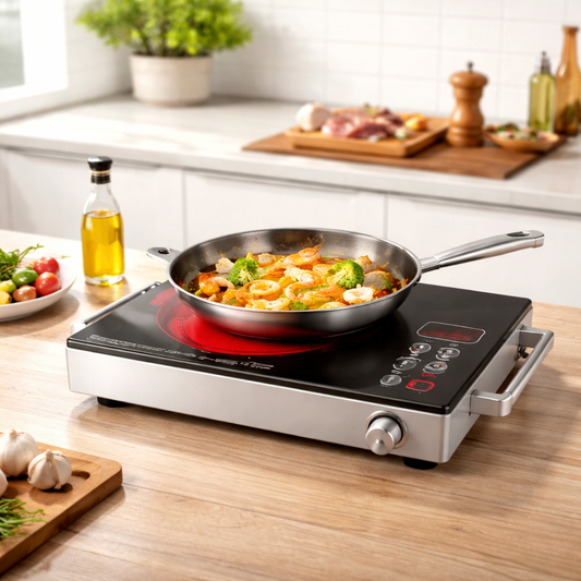 Sayona Infrared Cooker 2200W with Digital LED Display & Stainless Steel Body – Polished Black Crystal Plate (SIC-4532) - Habitt