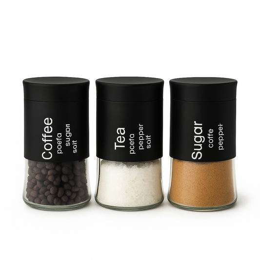 Black Glass Storage Jar Set – 3 Pieces small