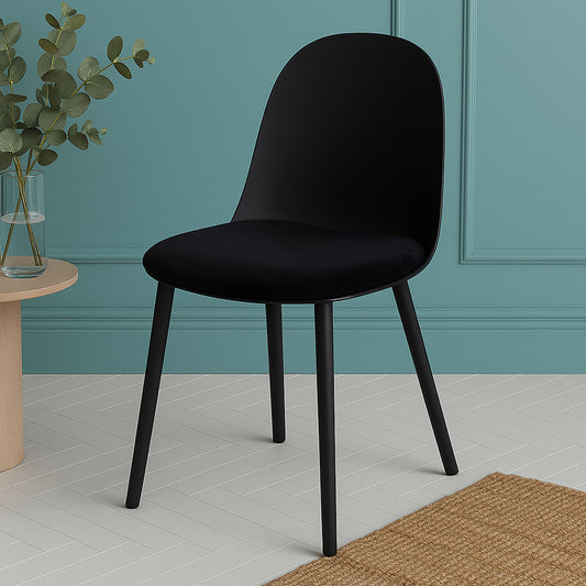 Sora Dining Chair – Modern Molded Seat with Cushion (Pink, Grey, White, Black, Yellow)