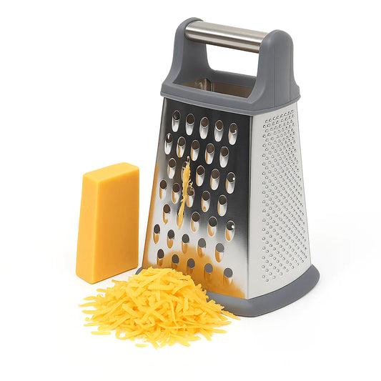 4-Sided Stainless Steel Grater with Metal Bar Handle