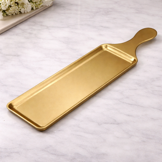 Golden Serving Tray with Handle 43 cm