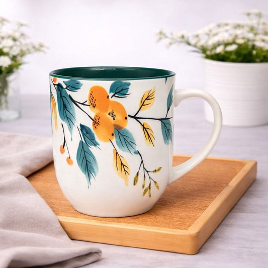 Floral Ceramic Mug – 400 ml (1 Pc, 8.5x8.5x10 cm)