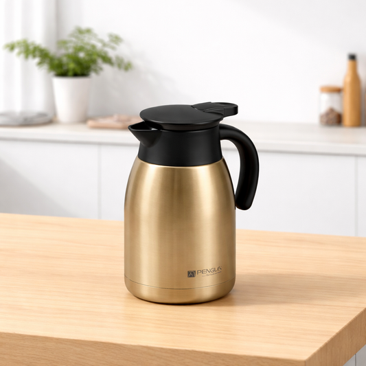 Vacuum Flask 1000ML – Insulated Thermos (Black & Golden) - Habitt