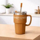 Vacuum Tumbler 600ML – Insulated Travel Mug with Straw (Brown, White, Blue, Green) - Habitt