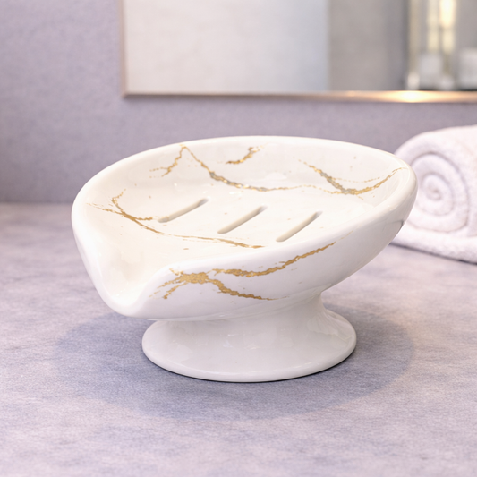 Marble Design Bathroom Soap Dish – White & Black Color Options - Habitt