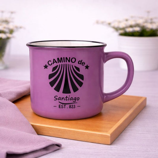 Purple Ceramic Mug with Camino de Santiago Print – Travel-Inspired Coffee Cup