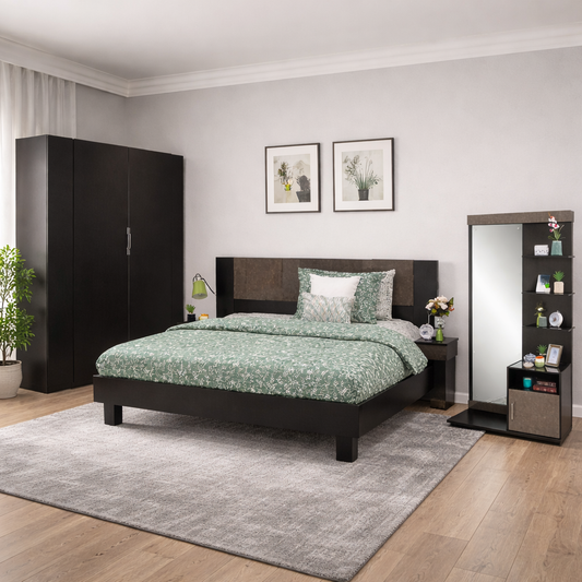 Novak - Bed, Dresser & 3 Door wardrobe - Habitt