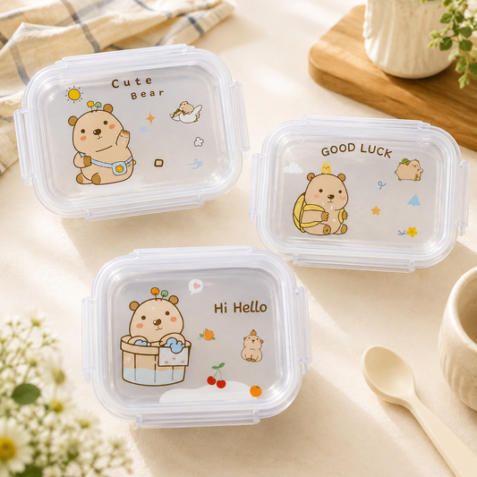 Assorted Design Stainless Steel Lunch Box with Spoon | Leakproof Food Storage Container for Office, School & Travel | Reusable Bento Lunch Box