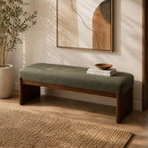 Aurra Setti Upholstered Bench | Modern Wooden Accent Bench Seating - Habitt
