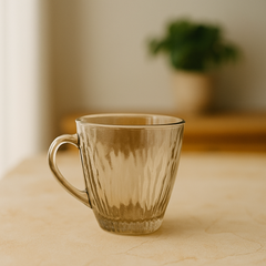 Premium Smoked Glass Cup – 205 ml Textured Deli Glassware (Set of 6)